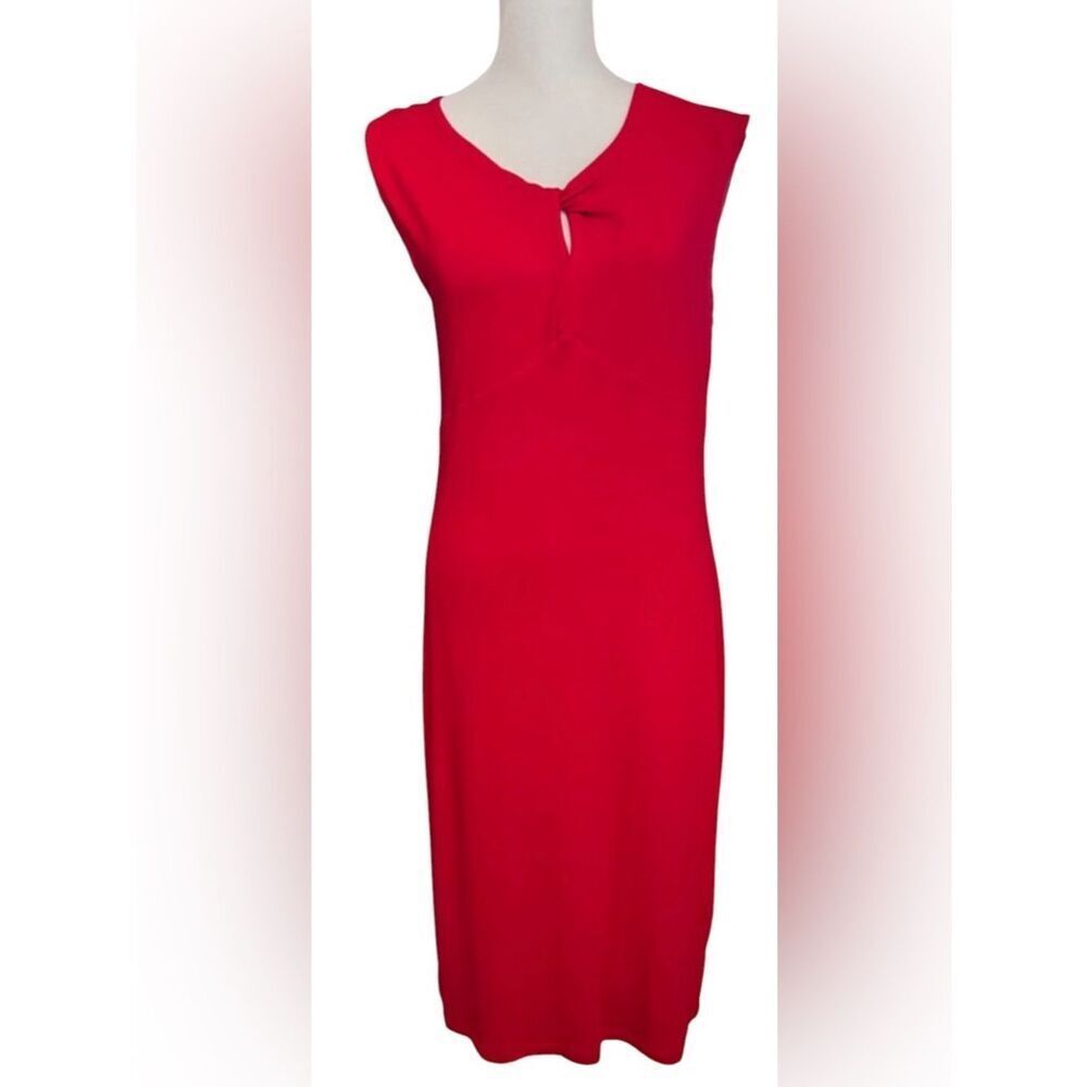 Lauren Ralph Lauren size medium red twist front sleeveless bodycon dress EUC